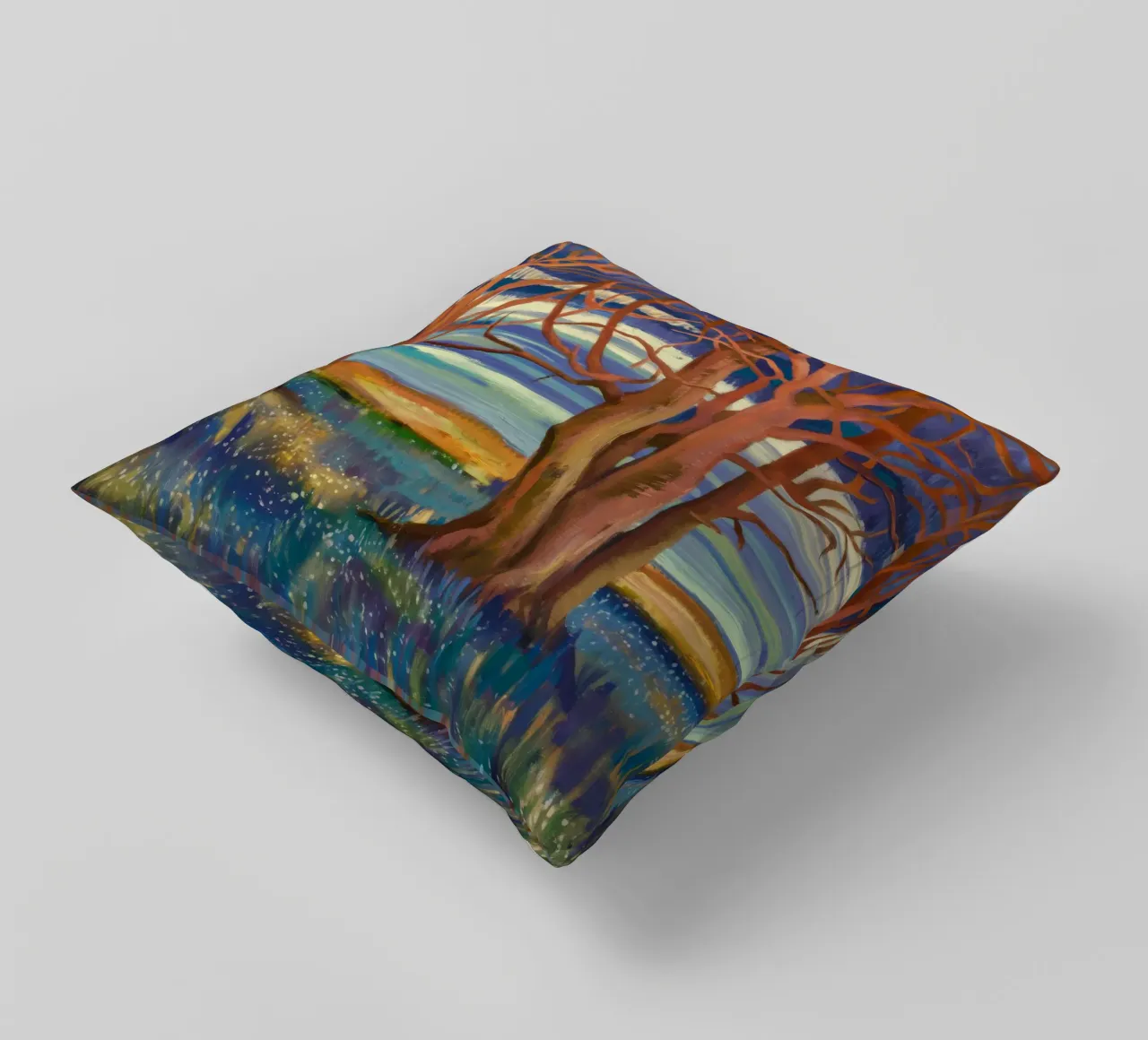 Sunset Tree Embrace decorative cushion by Verve Pigments