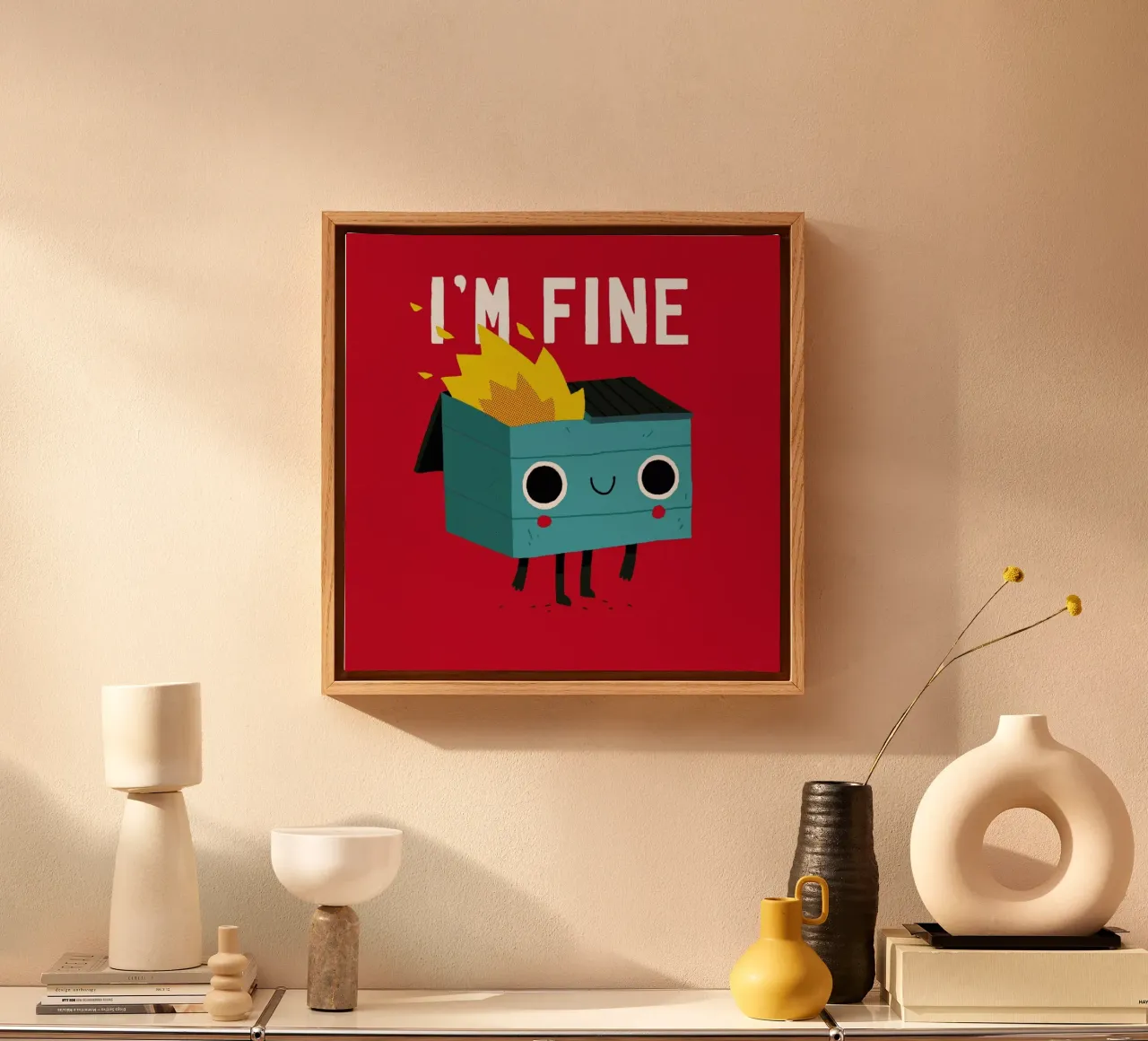 Dumpster Is Fine canvas with Floater frame by DinoMike