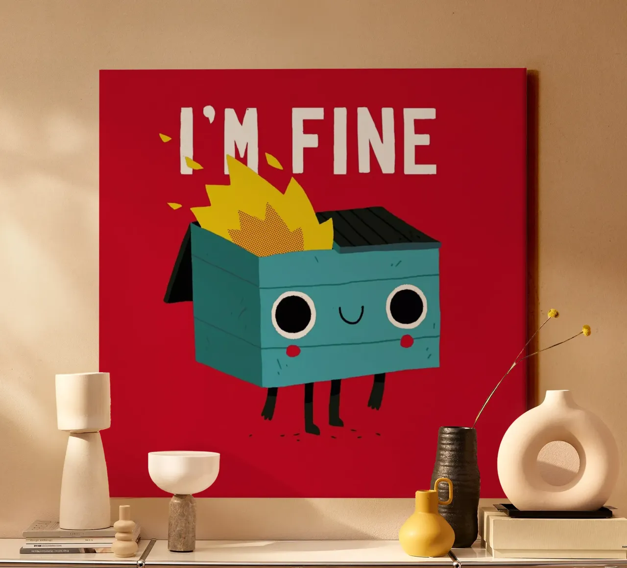 Dumpster Is Fine canvas with Floater frame by DinoMike