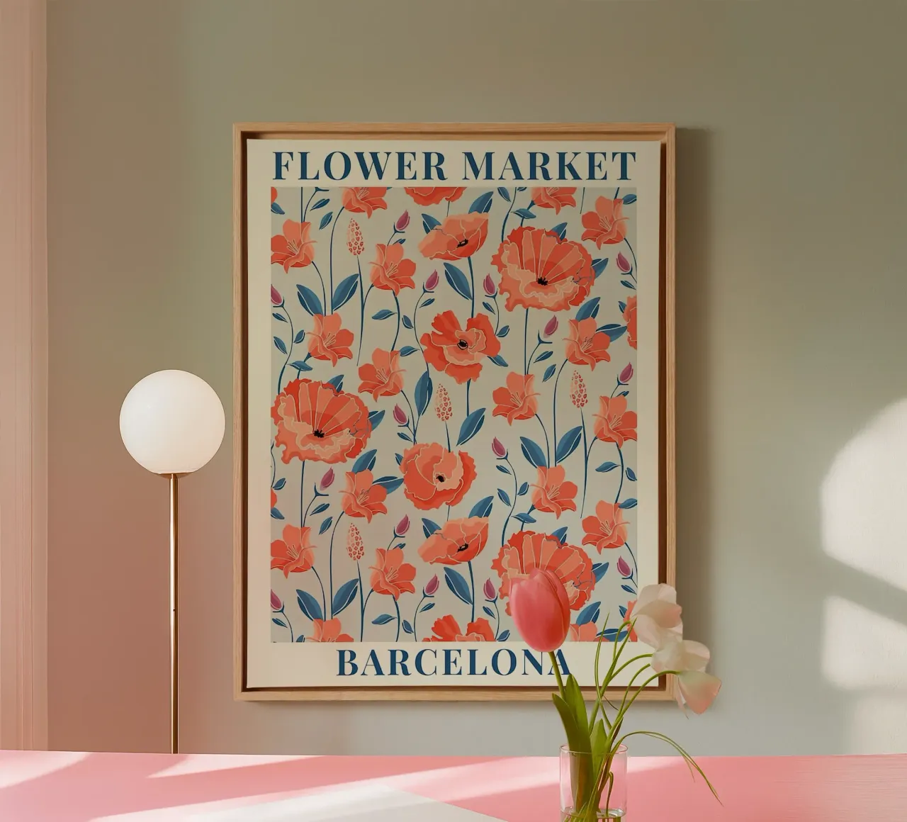 Mercato dei fiori - Barcellona colorata tela con Cornice a cassetta da Spencer Farrell2