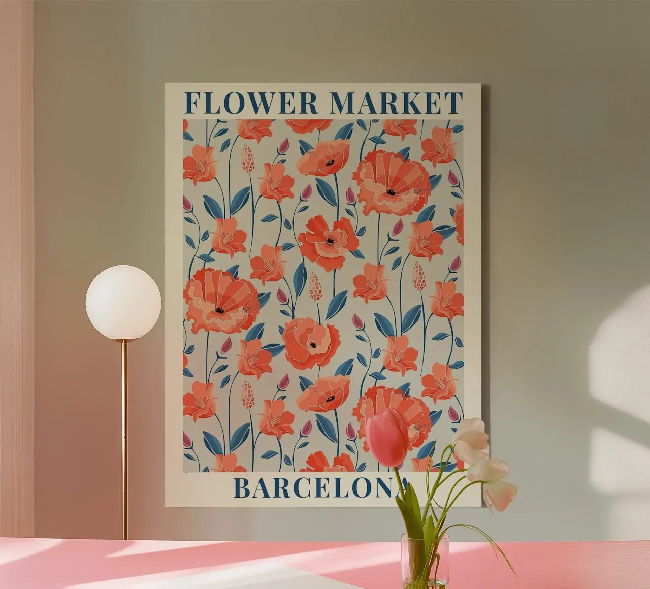 Mercato dei fiori - Barcellona colorata tela con Cornice a cassetta da Spencer Farrell2