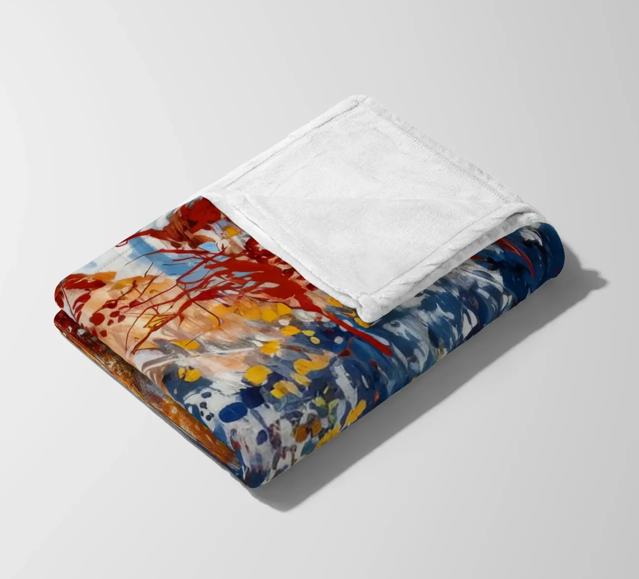 Fiery Floral Symphony fleece blanket by Verve Pigments