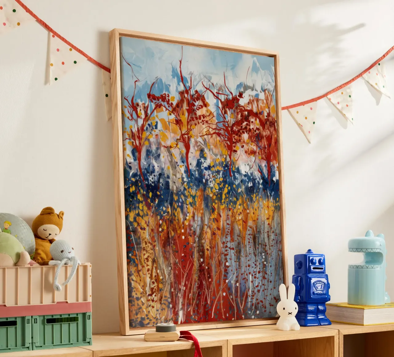 Vurige bloemen symfonie canvas met Baklijst van Verve Pigments
