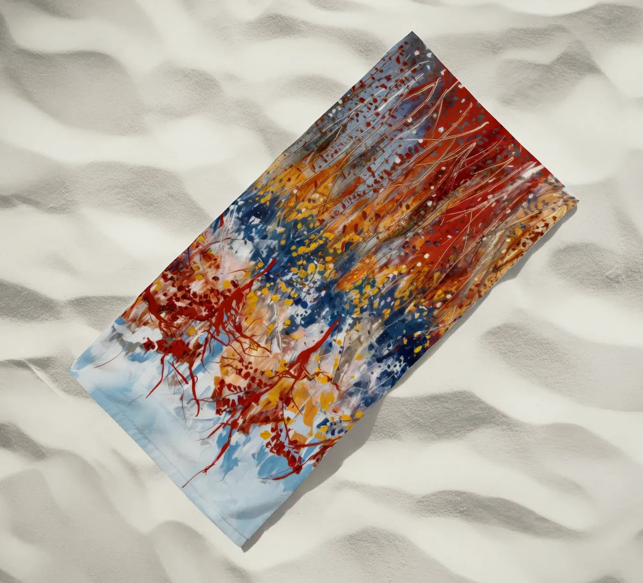 Fiery Floral Symphony beach towel by Verve Pigments