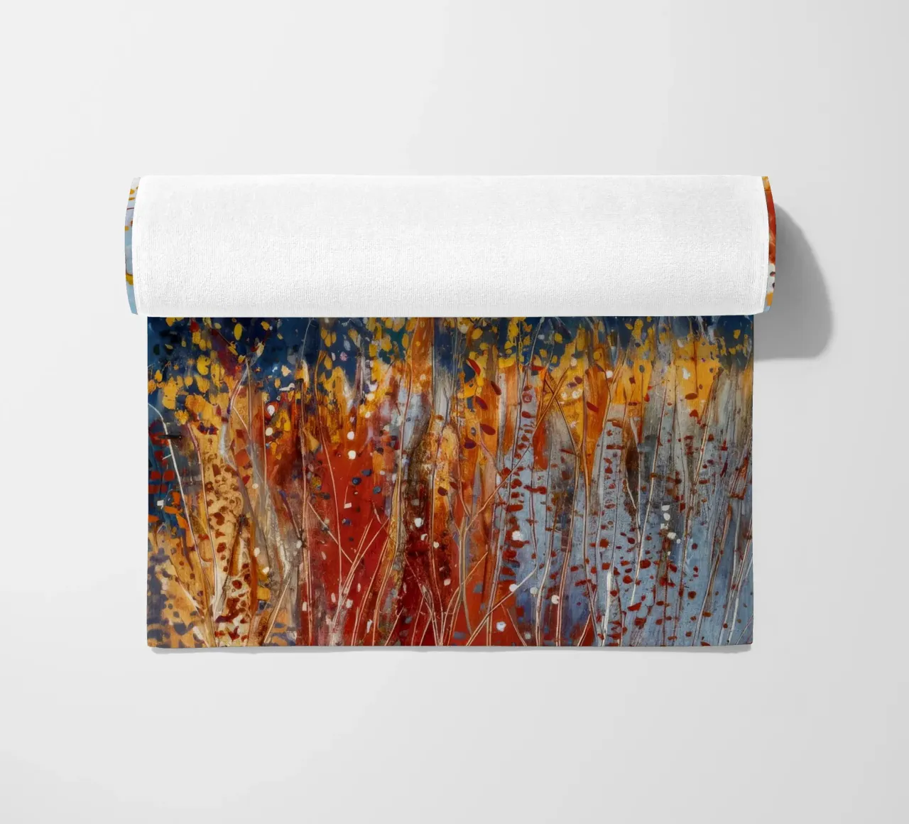 Fiery Floral Symphony beach towel by Verve Pigments