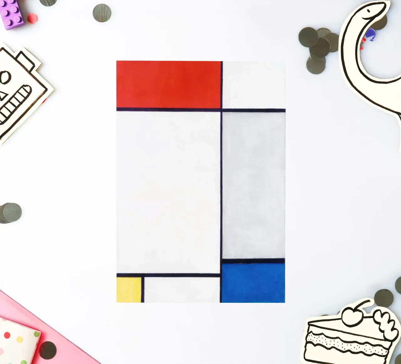Composition en rouge, jaune et bleu (1930) - Piet Mondrian autocollant de Venus Art