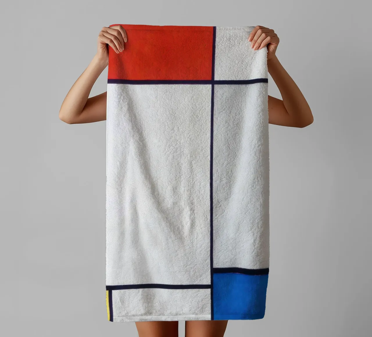 Composition en rouge, jaune et bleu (1930) - Piet Mondrian serviette de bain de Venus Art