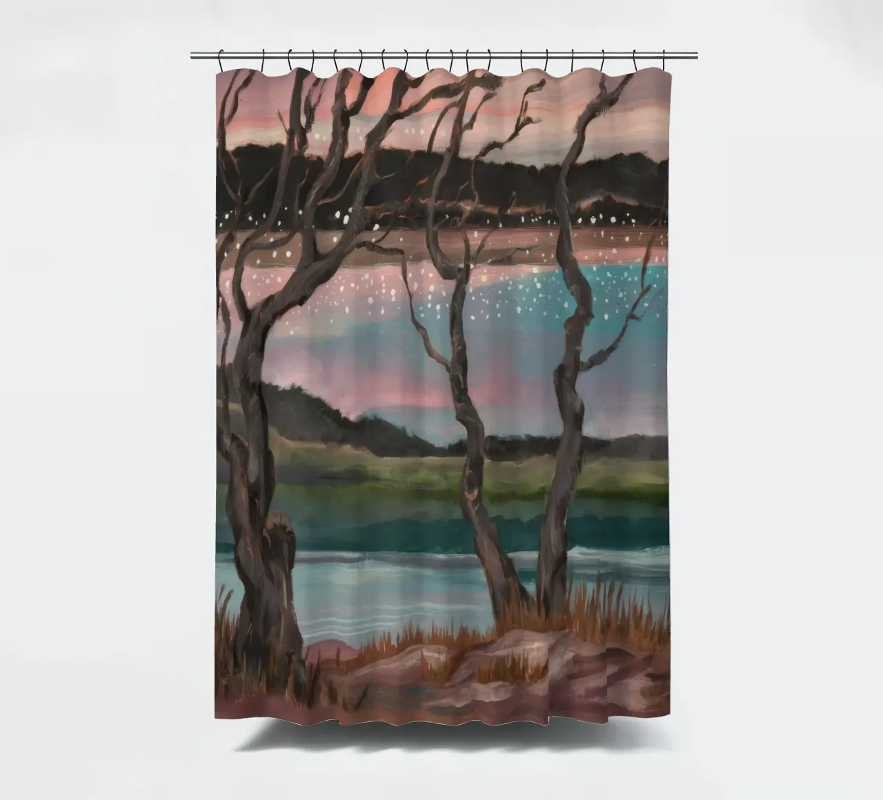 Mystical Twilight Grove shower curtain by Verve Pigments