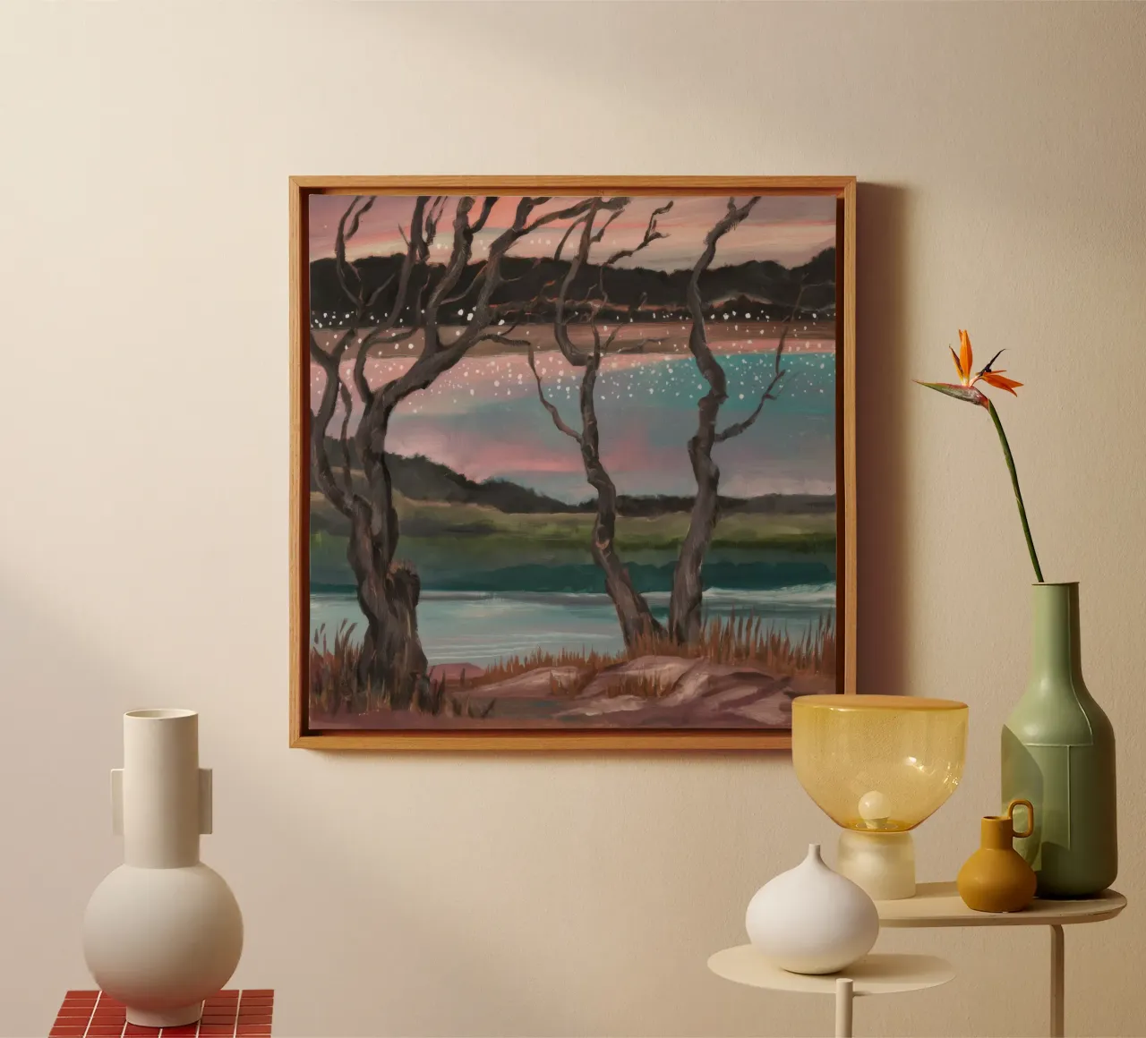 Mystical Twilight Grove canvas with Floater frame by Verve Pigments
