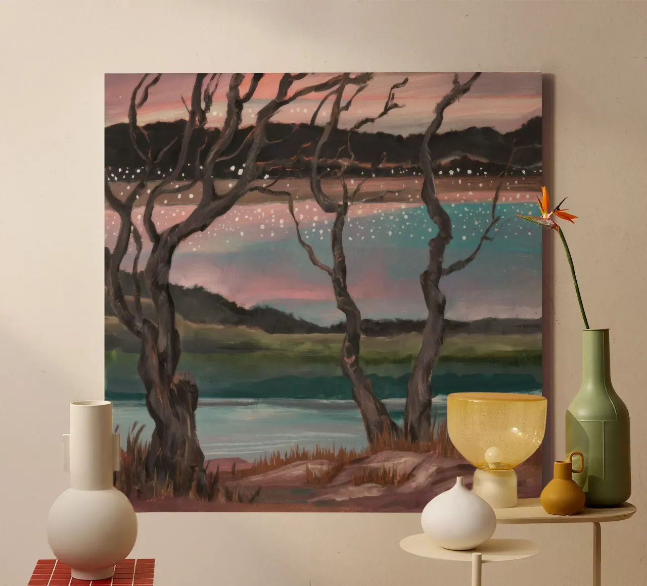 Mystical Twilight Grove canvas with Floater frame by Verve Pigments