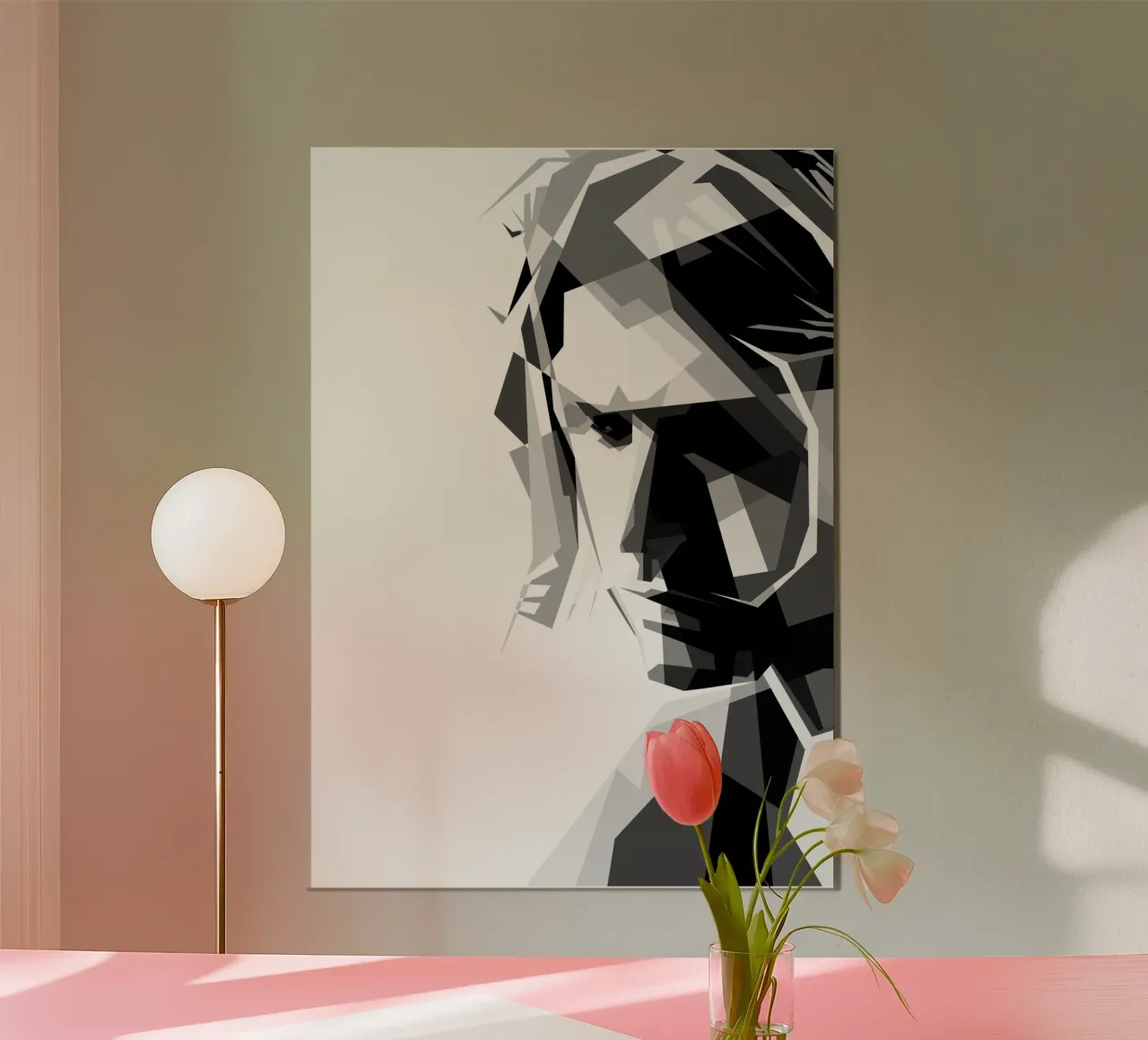 Kurt Cobain cantante grunge di tendenza ora poster con telaio in legno da Artkreator