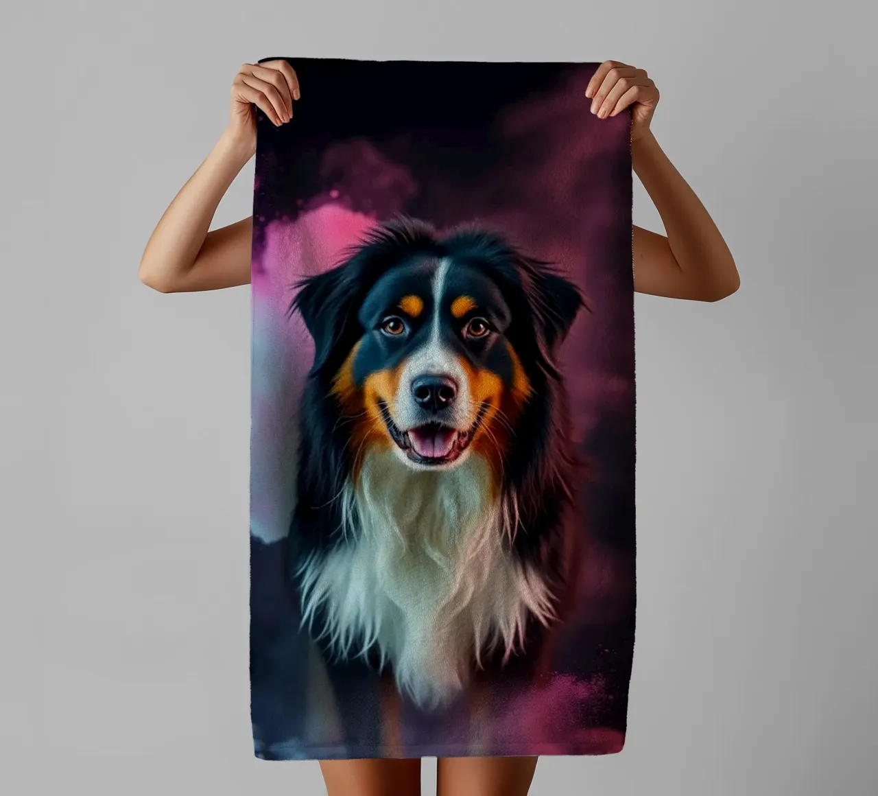 The colorful Bernese Mountain Dog #144 towel by Yumis.Beargang.and.Me