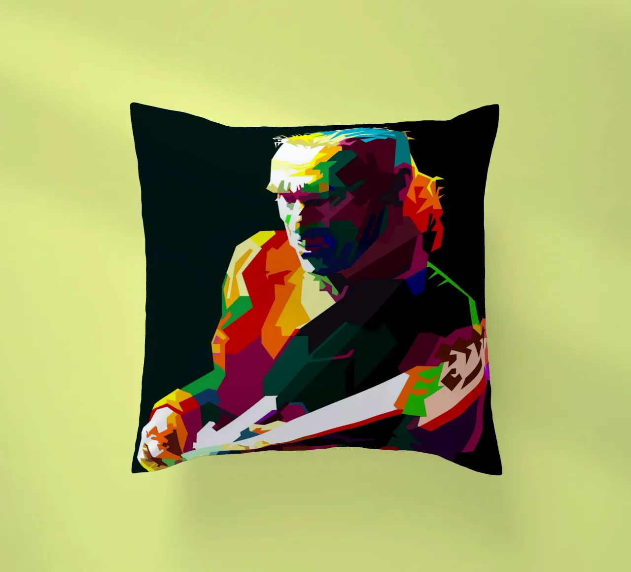 Billy Sheehan Bass Musician WPAP Trending Now decorative cushion by Artkreator