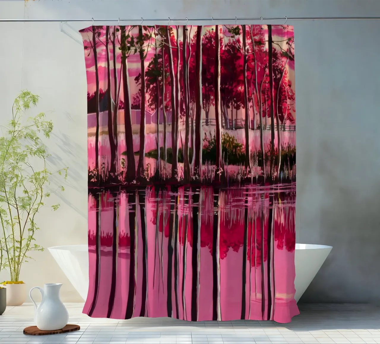 Magenta Twilight Reverie tenda da doccia da Verve Pigments