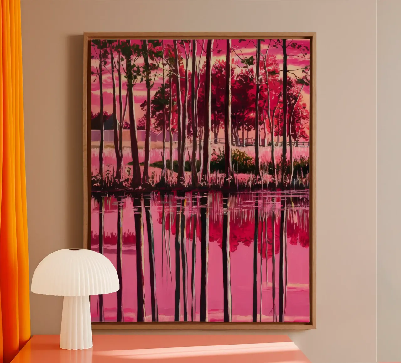 Magenta Twilight Reverie tela con Cornice a cassetta da Verve Pigments