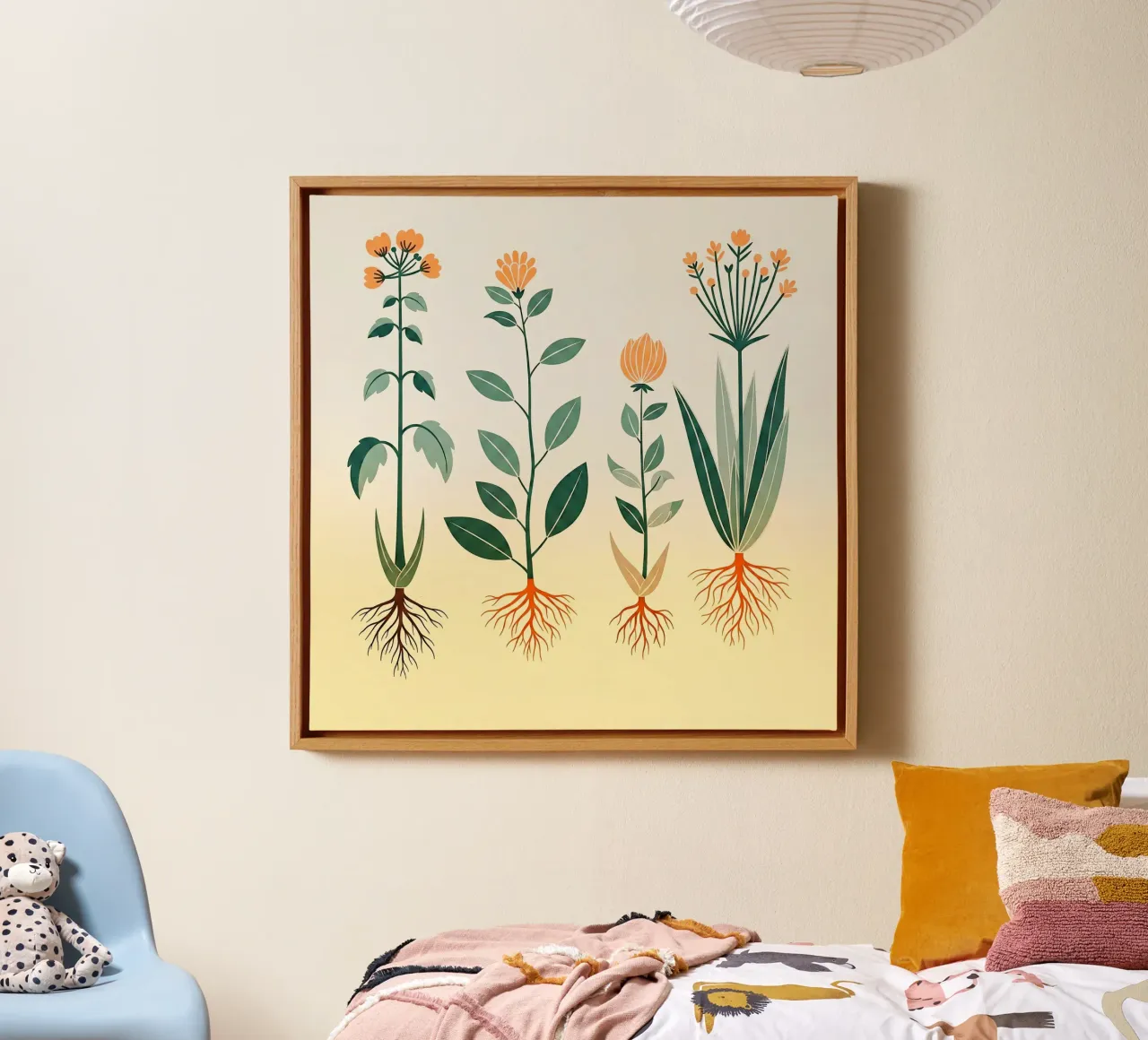 Floral bauhaus #025: Botanical Harmony canvas met Baklijst van Zen Design
