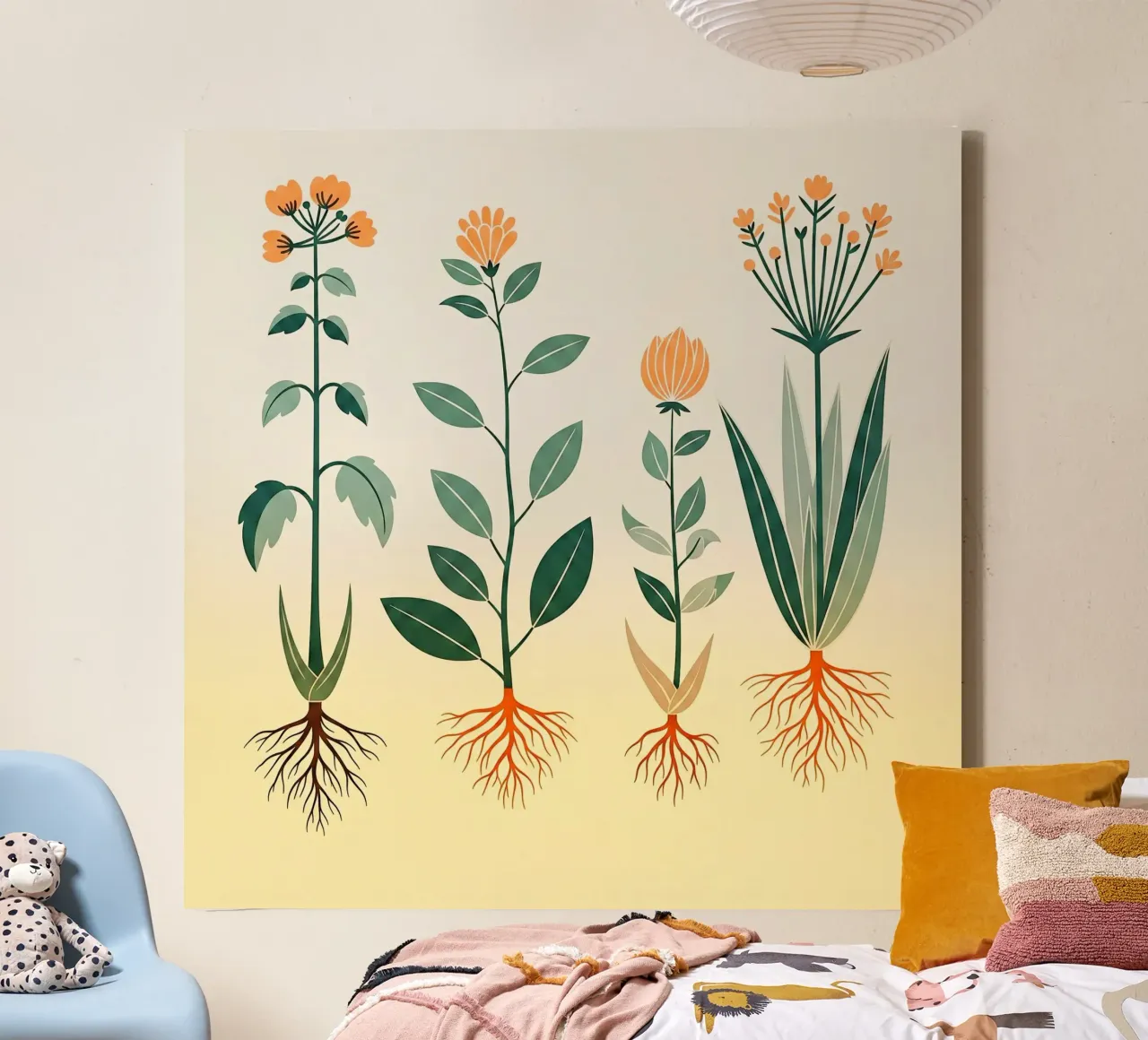 Floral bauhaus #025: Botanical Harmony canvas met Baklijst van Zen Design