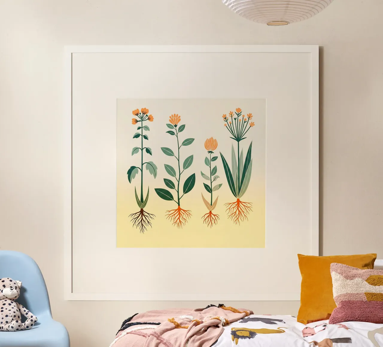 Floral bauhaus #025: Botanical Harmony poster con telaio in legno da Zen Design