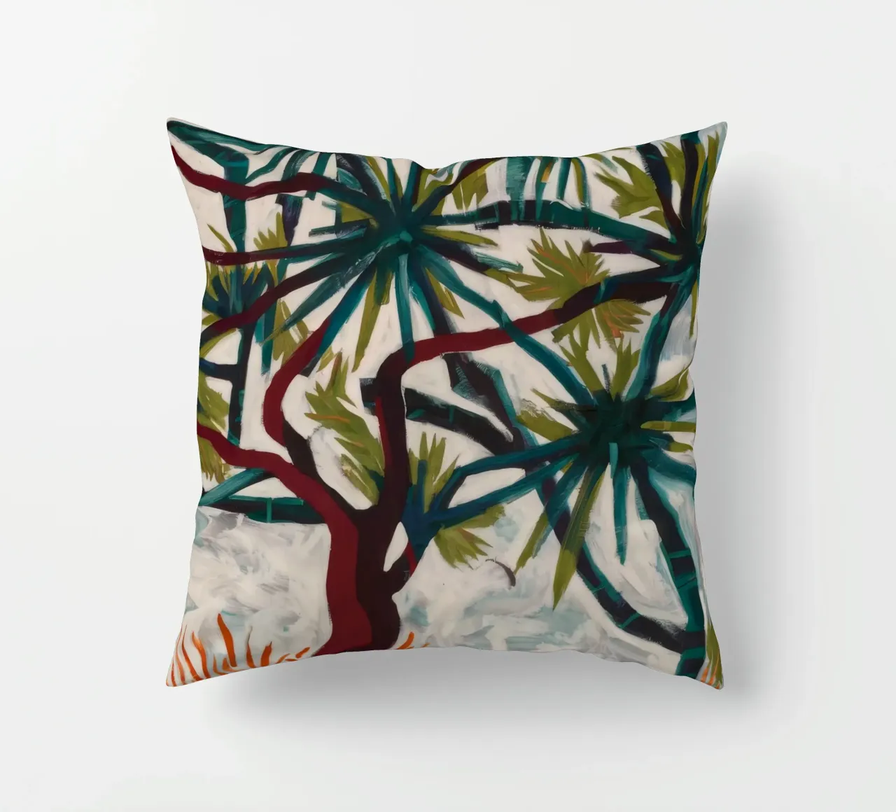 Surreal Palm Symphony decorative cushion by Verve Pigments
