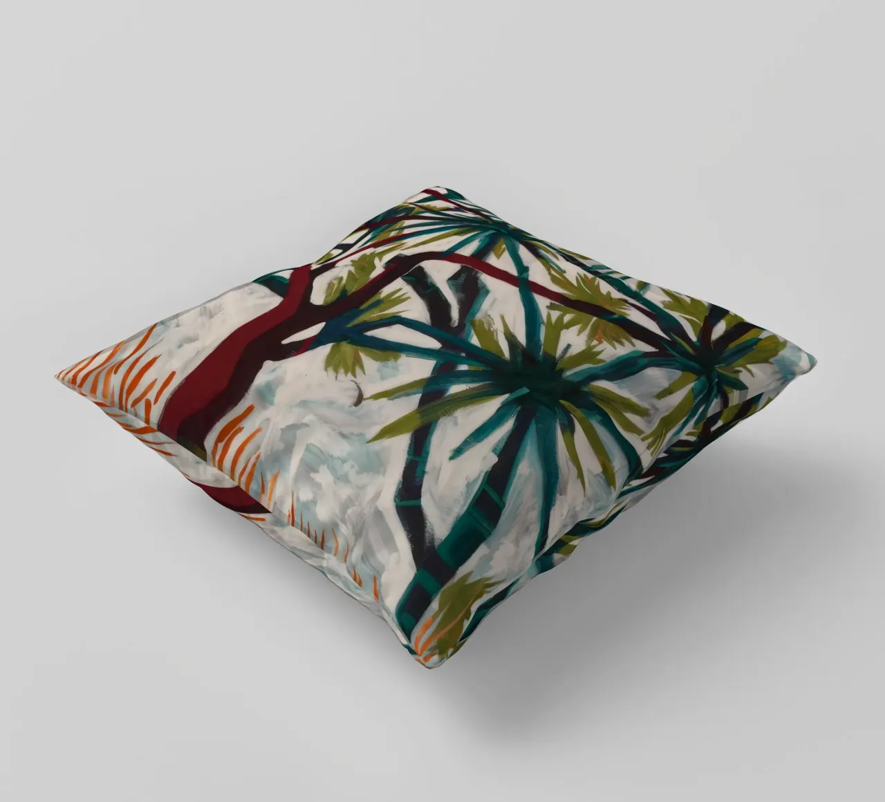 Surreal Palm Symphony decorative cushion by Verve Pigments