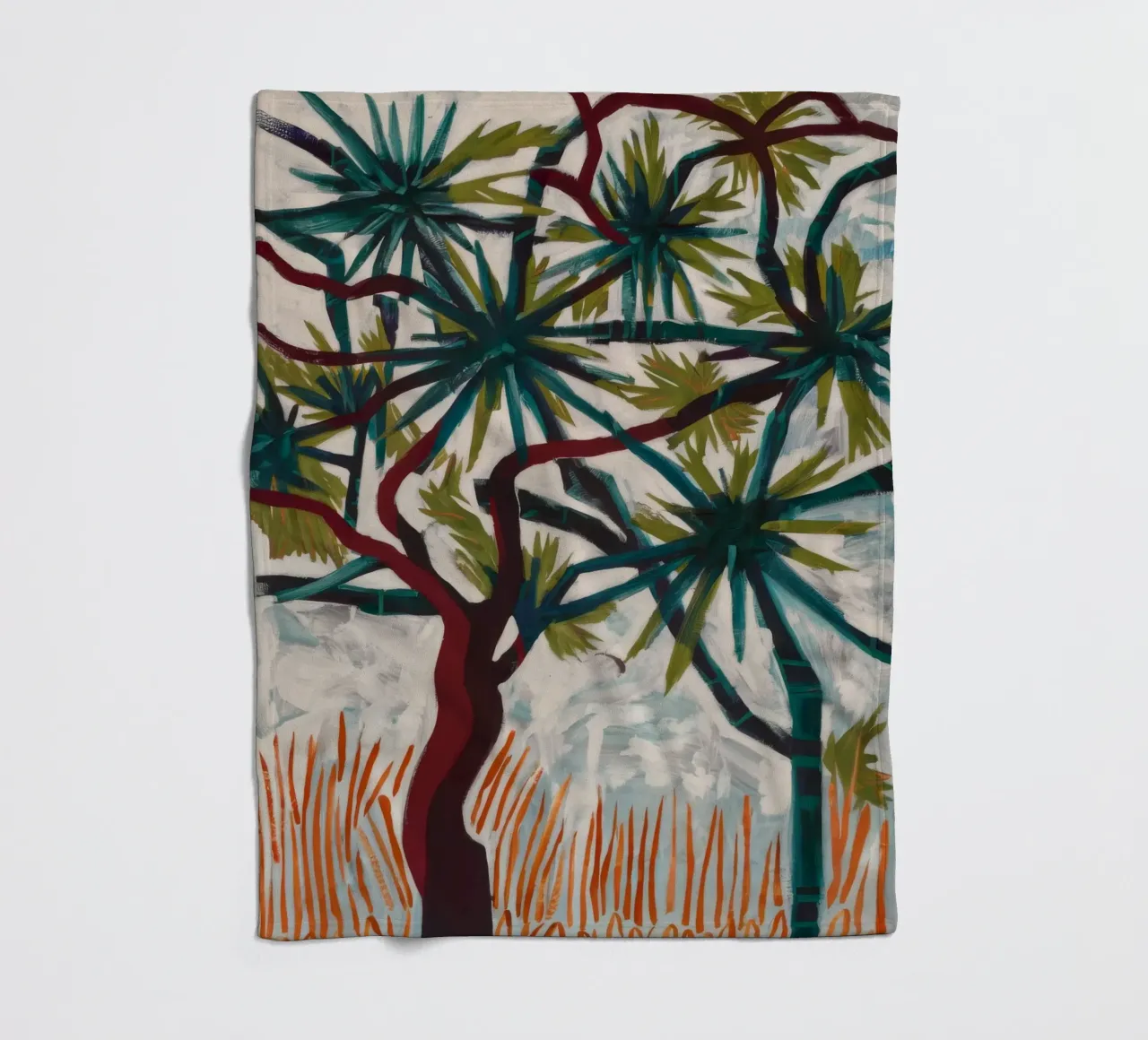 Surreal Palm Symphony fleece blanket by Verve Pigments