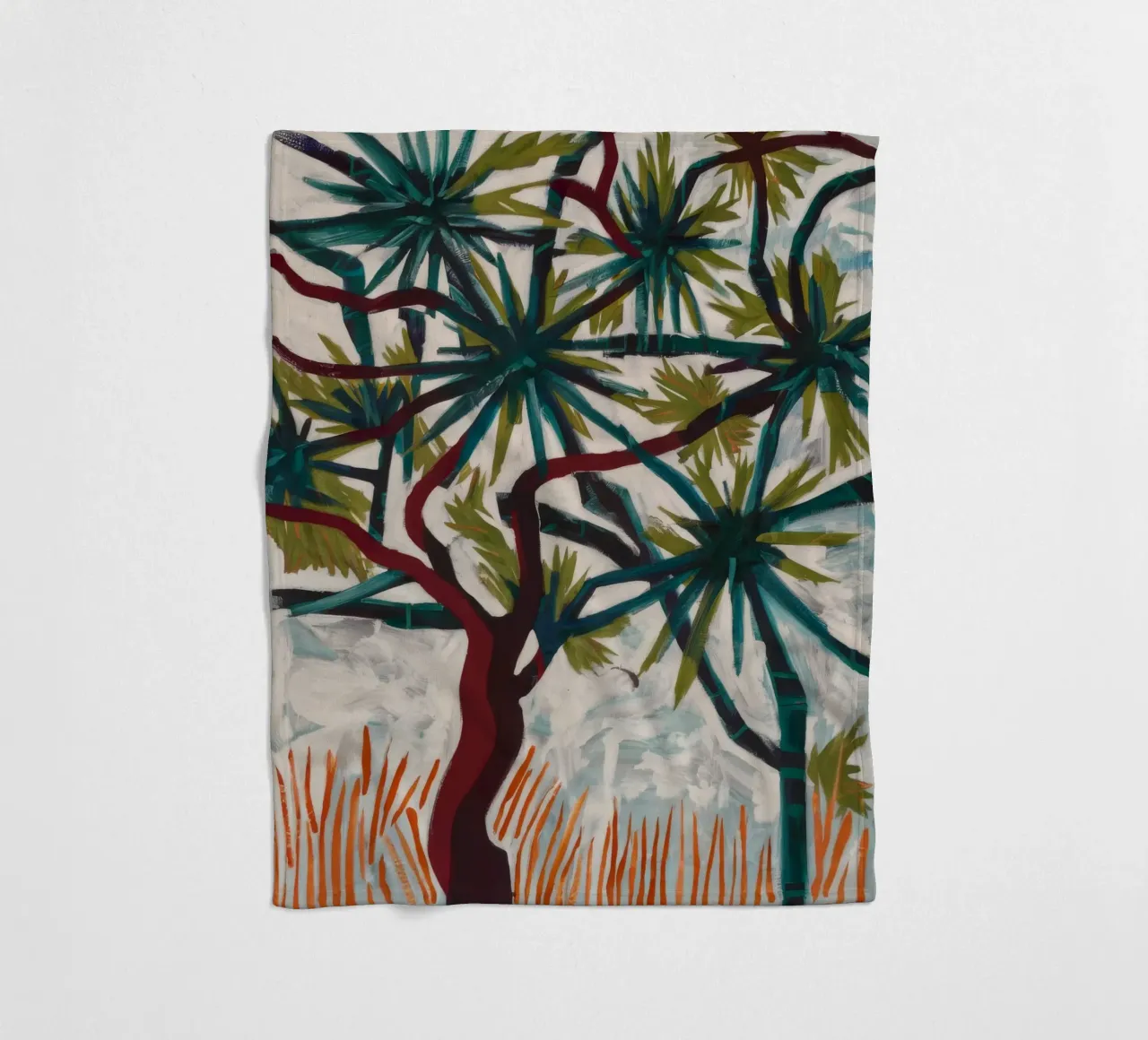 Surreal Palm Symphony fleece blanket by Verve Pigments