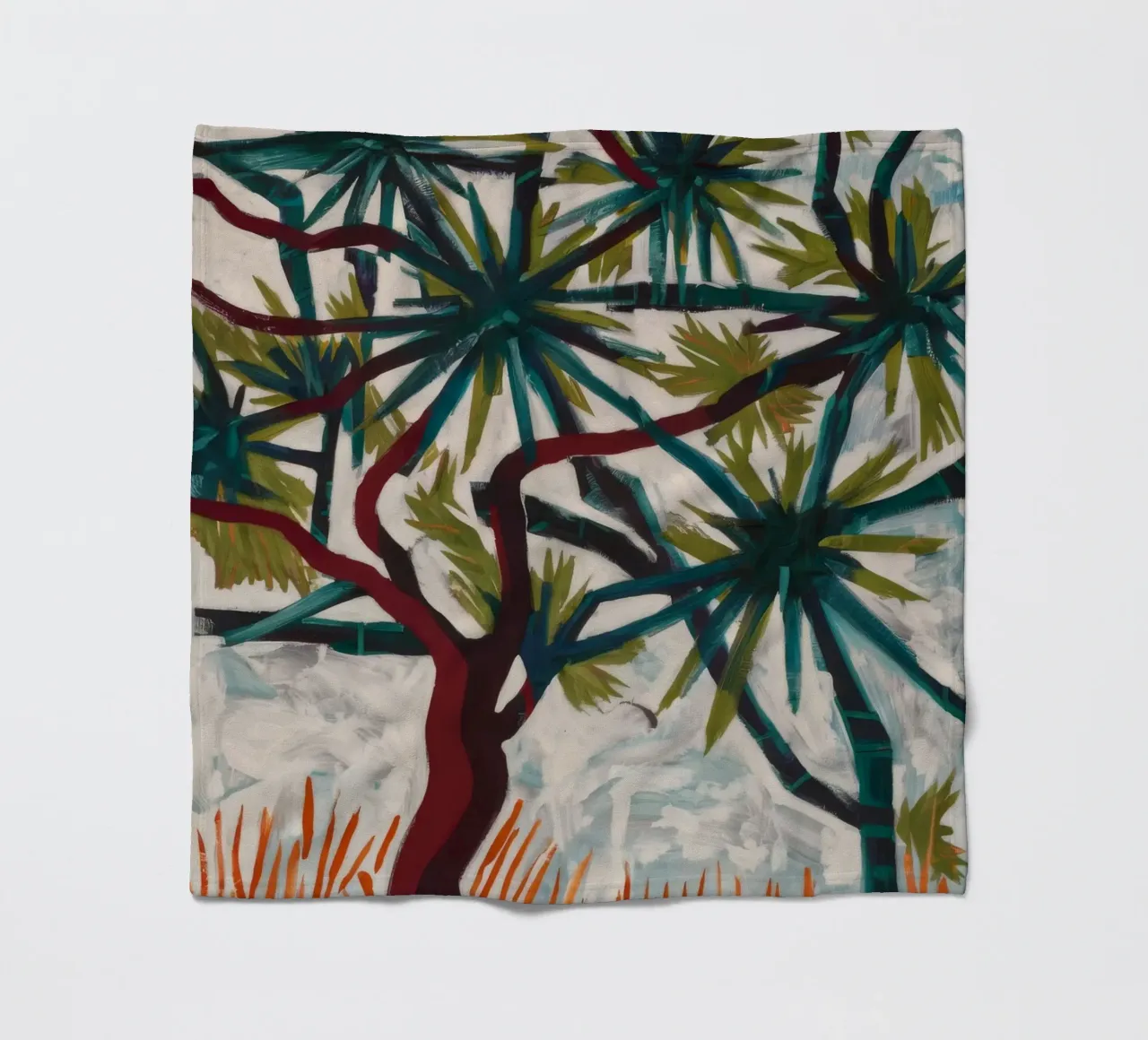 Surreal Palm Symphony fleece blanket by Verve Pigments