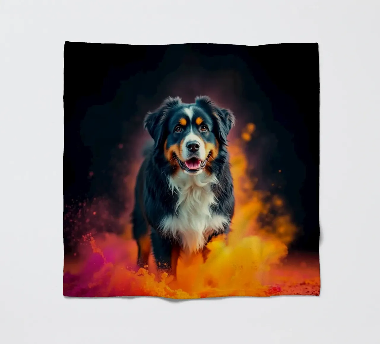 The colorful Bernese Mountain Dog #147 fleece blanket by Yumis.Beargang.and.Me