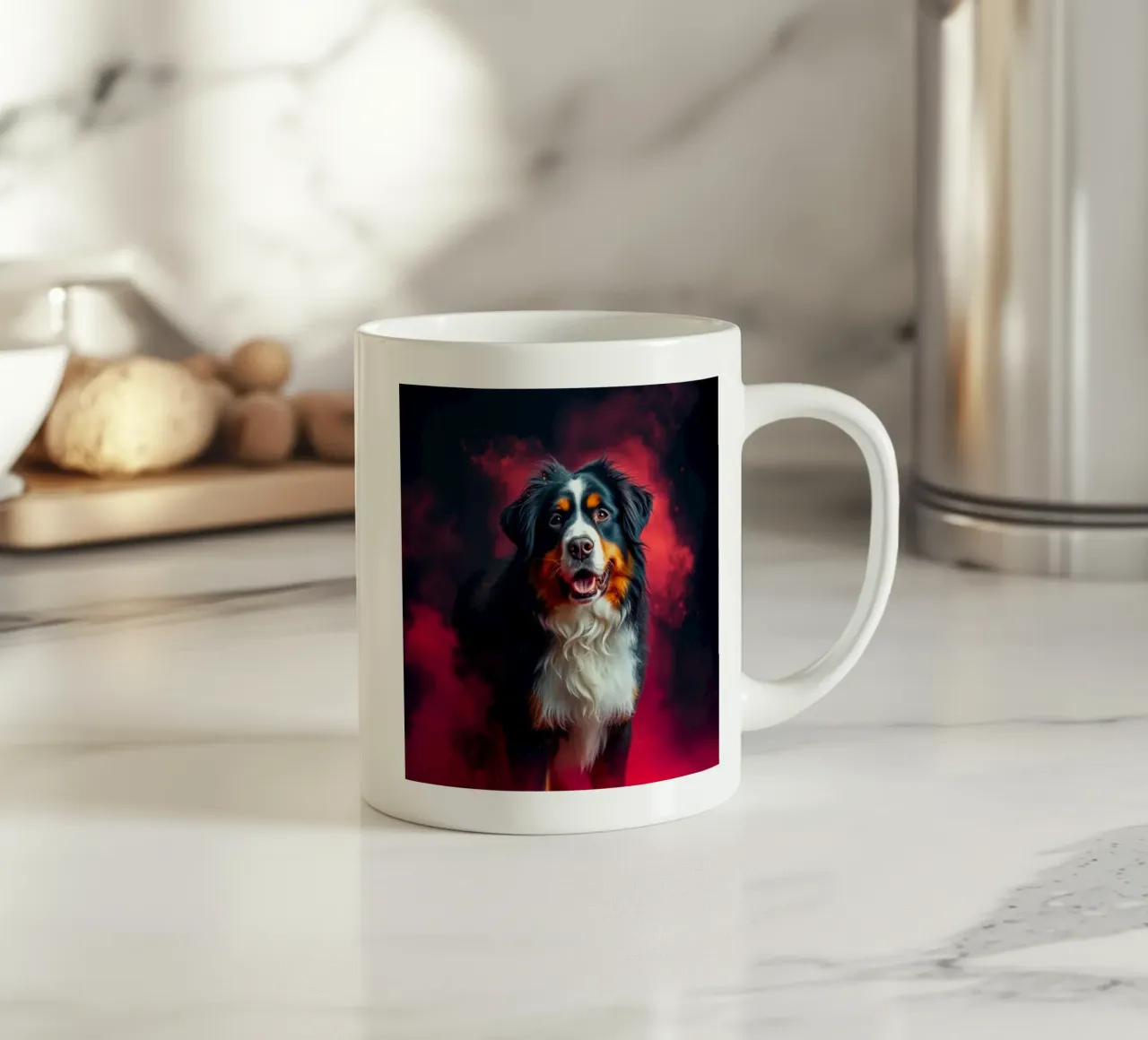 The colorful Bernese Mountain Dog #148 ceramic mug by Yumis.Beargang.and.Me