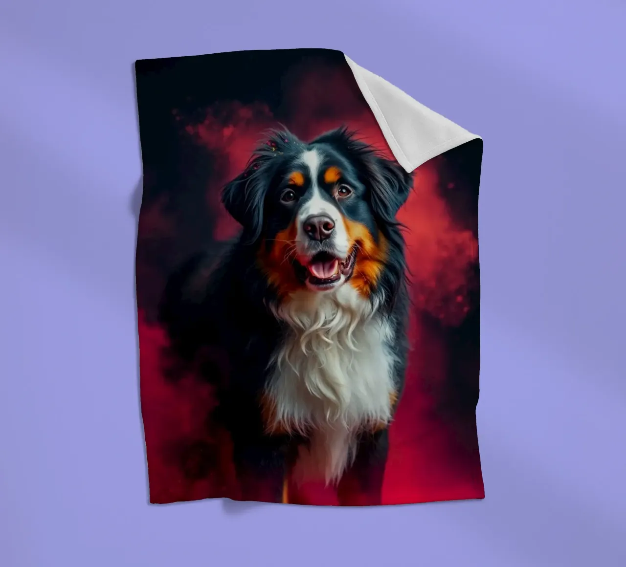 The colorful Bernese Mountain Dog #148 fleece blanket by Yumis.Beargang.and.Me