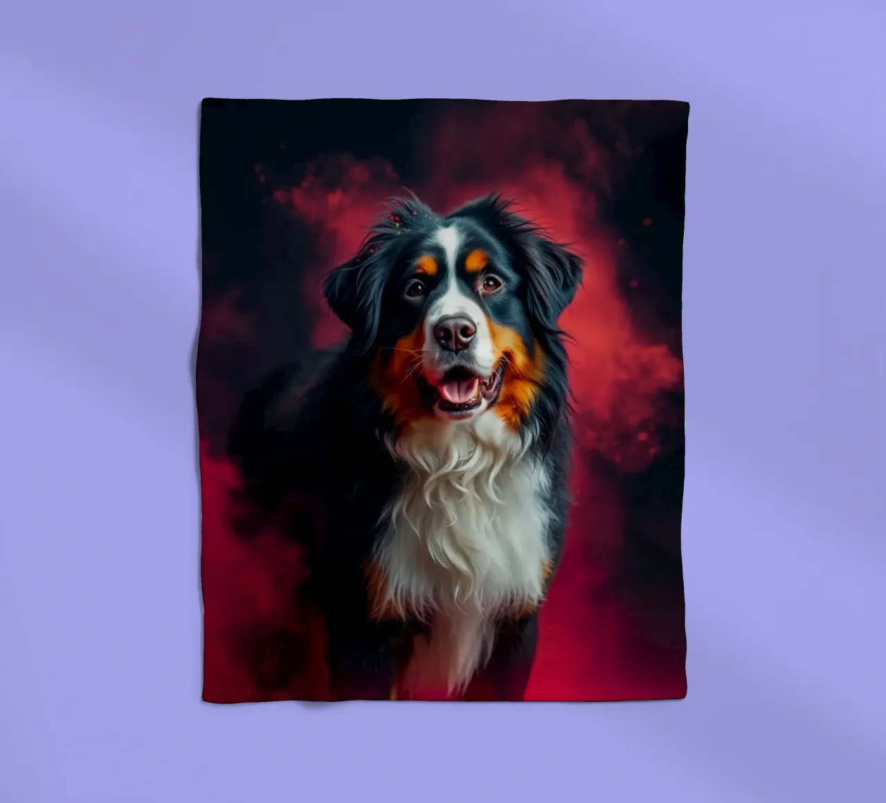 The colorful Bernese Mountain Dog #148 fleece blanket by Yumis.Beargang.and.Me