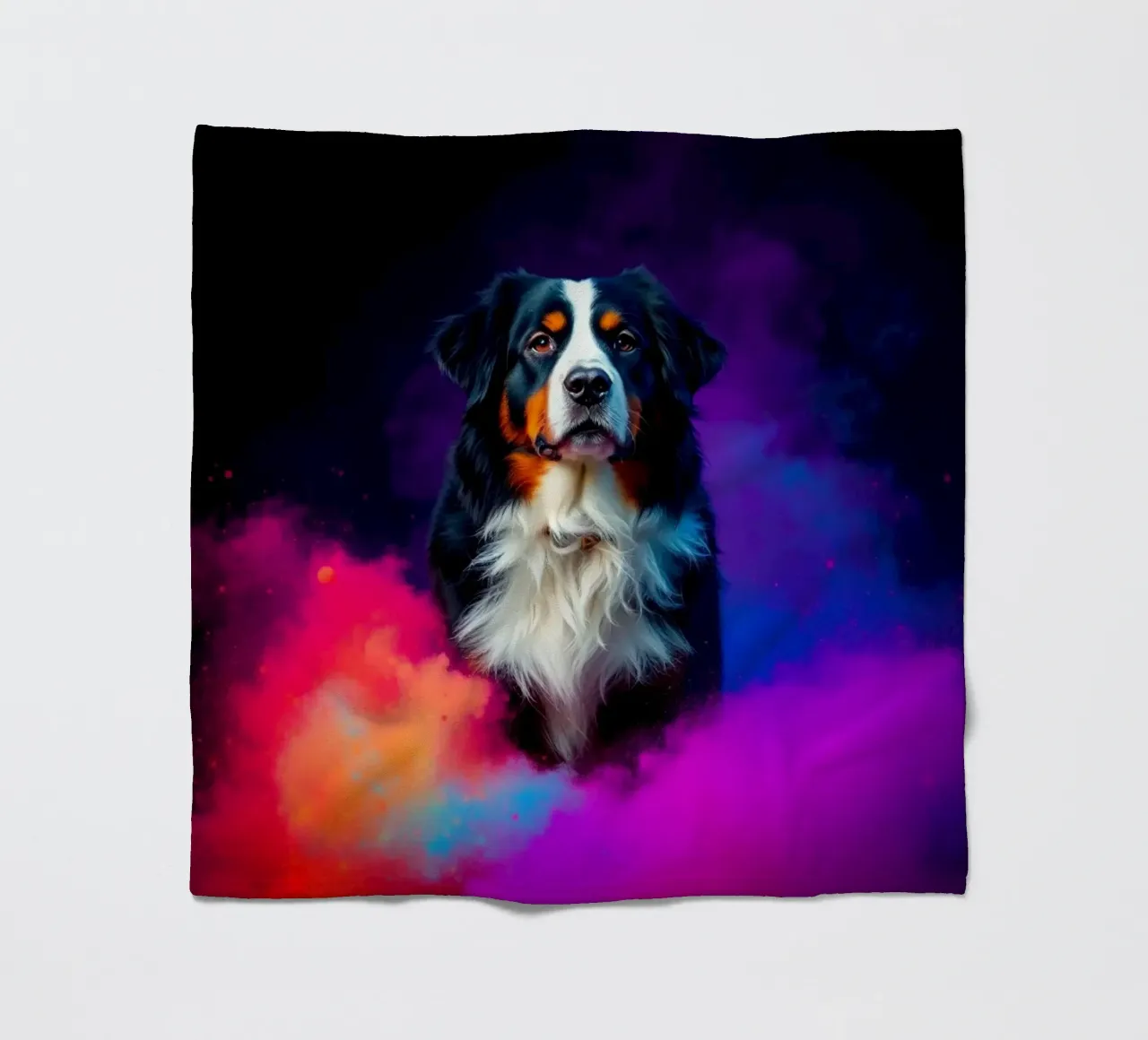The colorful Bernese Mountain Dog #149 fleece blanket by Yumis.Beargang.and.Me