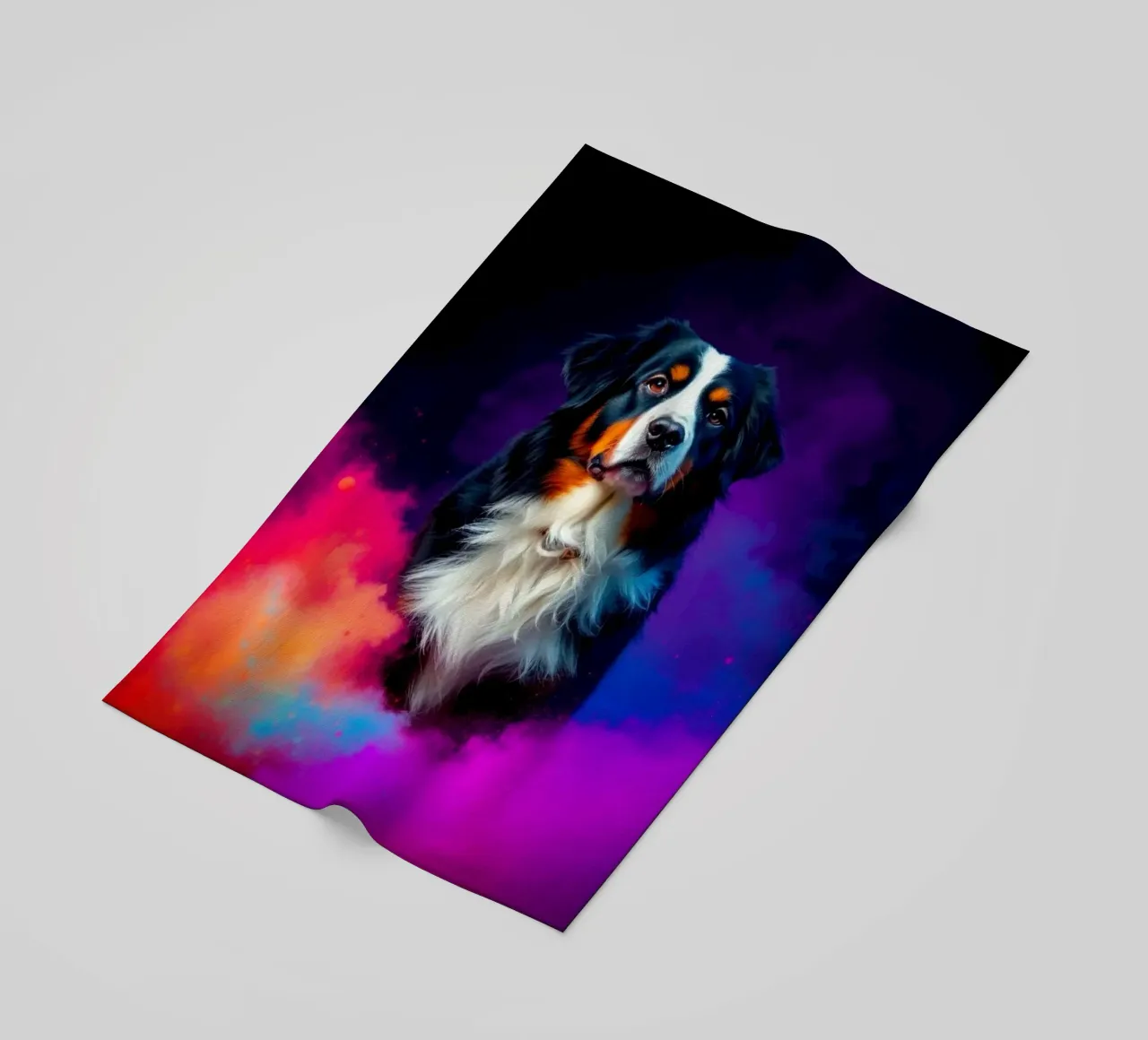 The colorful Bernese Mountain Dog #149 beach towel by Yumis.Beargang.and.Me