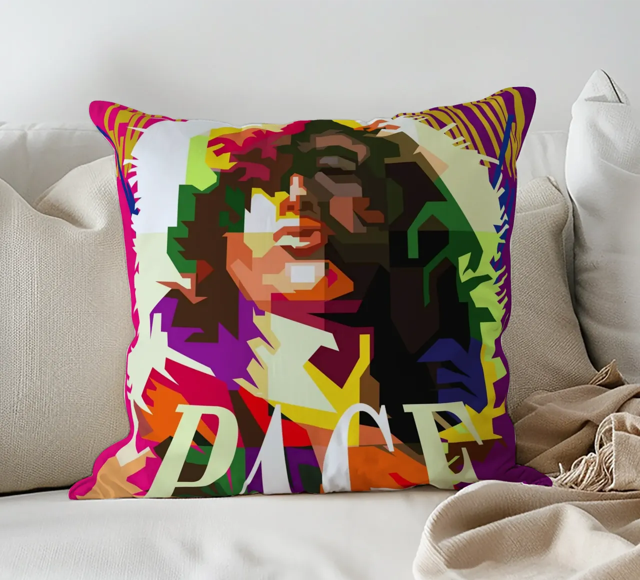 Jimmy Page chitarrista dei Led Zeppelin WPAP Trending Now cuscino da Artkreator