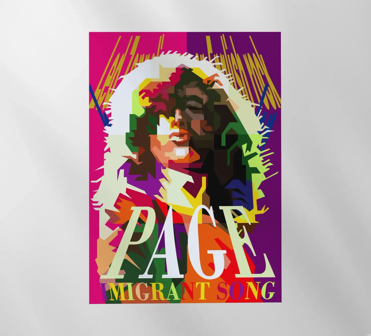 Jimmy Page chitarrista dei Led Zeppelin WPAP Trending Now pellicola backlit da Artkreator