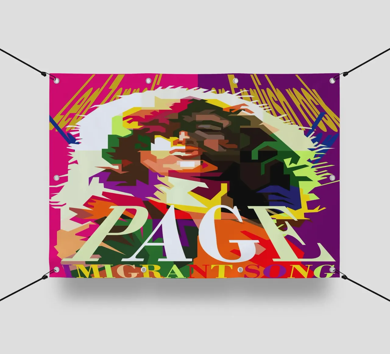 Jimmy Page chitarrista dei Led Zeppelin WPAP Trending Now telo in pvc da Artkreator