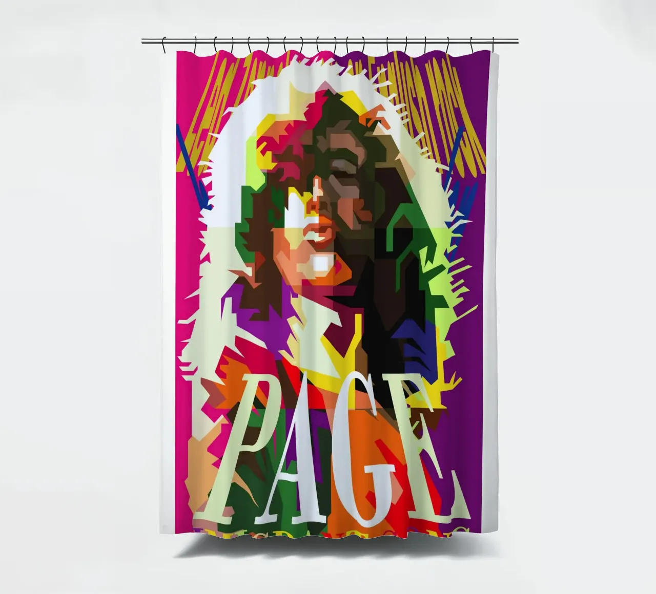 Jimmy Page chitarrista dei Led Zeppelin WPAP Trending Now tenda da doccia da Artkreator