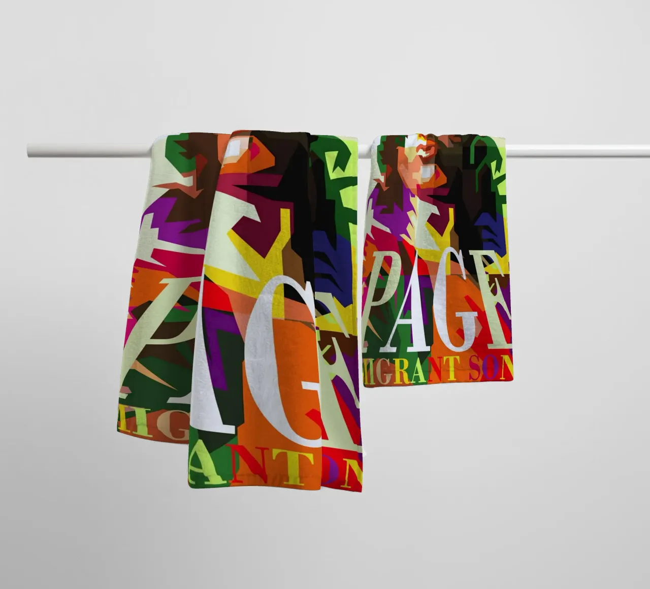 Jimmy Page chitarrista dei Led Zeppelin WPAP Trending Now asciugamano da bagno da Artkreator