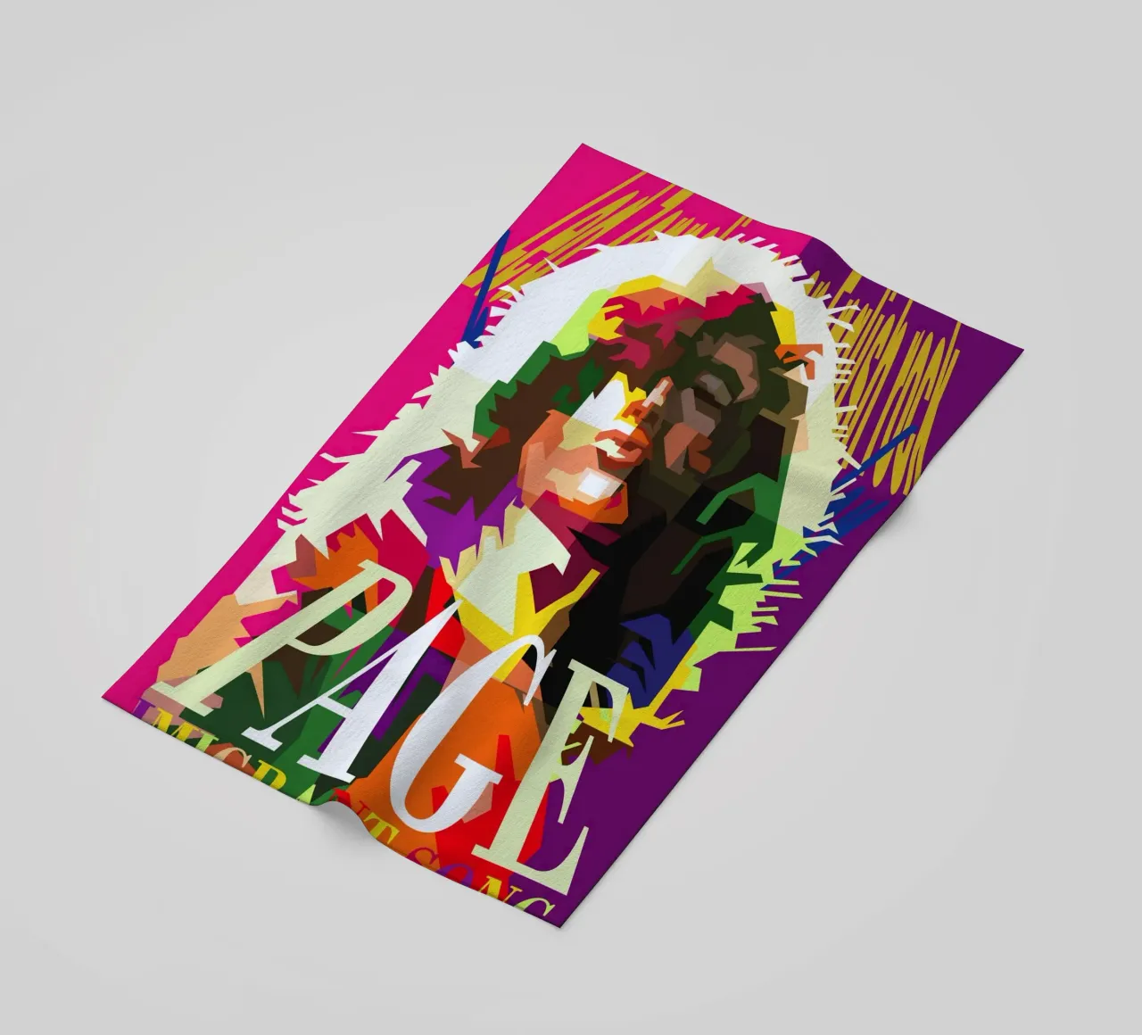 Jimmy Page chitarrista dei Led Zeppelin WPAP Trending Now telo mare da Artkreator