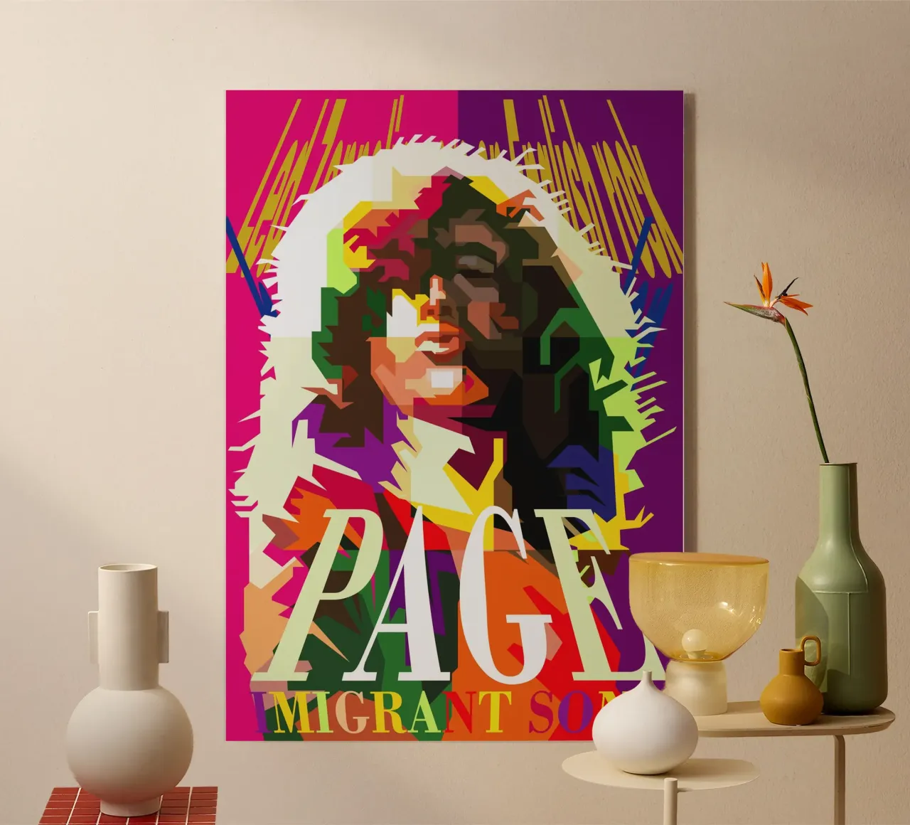 Jimmy Page chitarrista dei Led Zeppelin WPAP Trending Now plexiglass da Artkreator