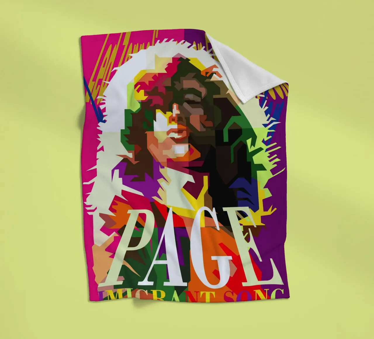 Jimmy Page chitarrista dei Led Zeppelin WPAP Trending Now coperta in pile da Artkreator