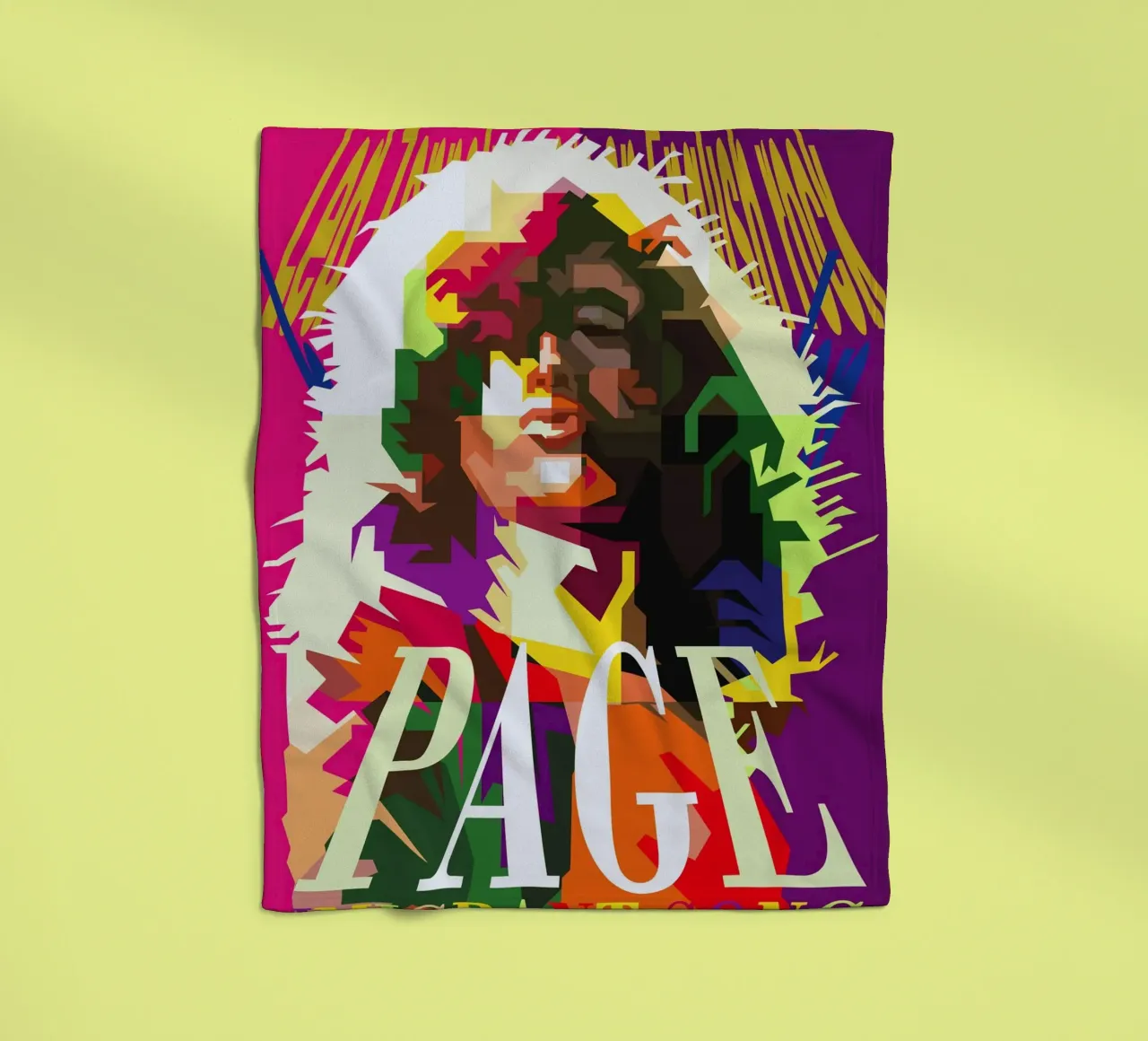 Jimmy Page chitarrista dei Led Zeppelin WPAP Trending Now coperta in pile da Artkreator