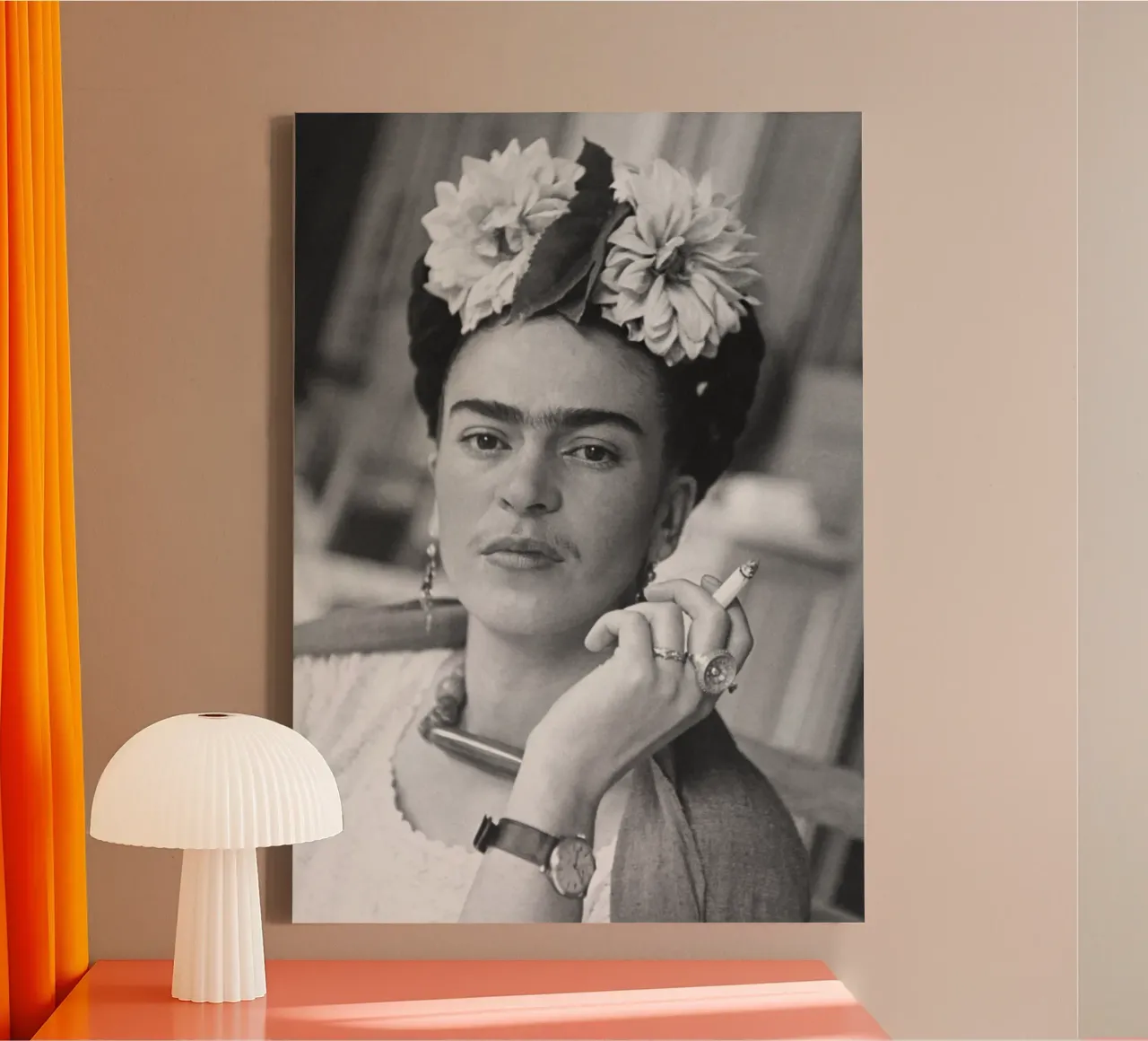 Frida Kahlo smoking canvas met Baklijst van Beth Pop Culture