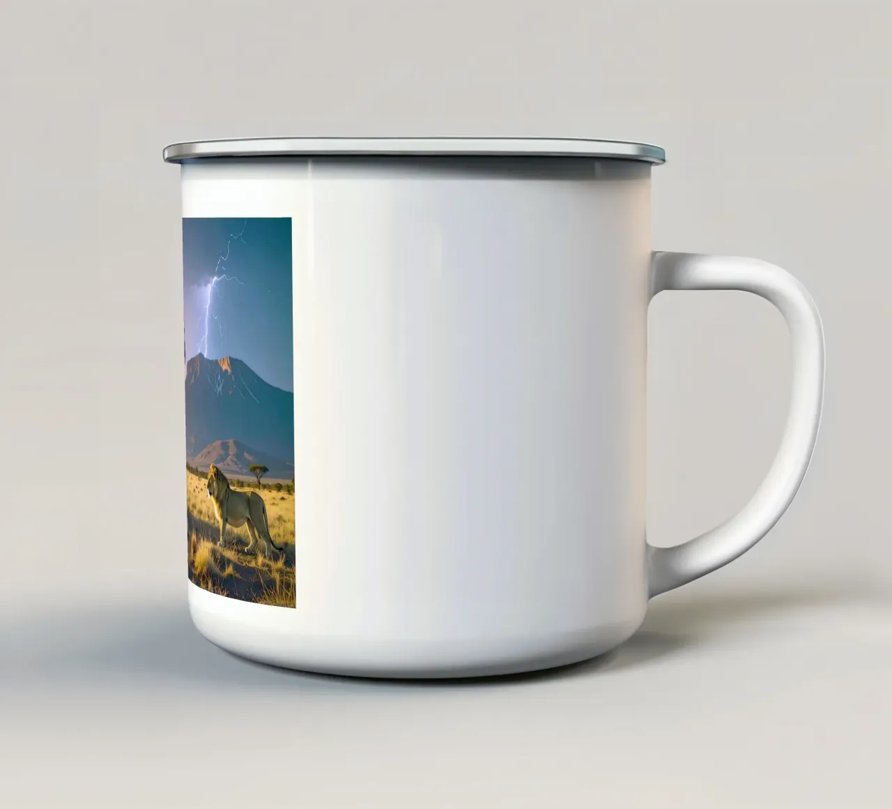 SAVANE AVEC LION. Nature tazza in smalto da Thierry vobmann photography