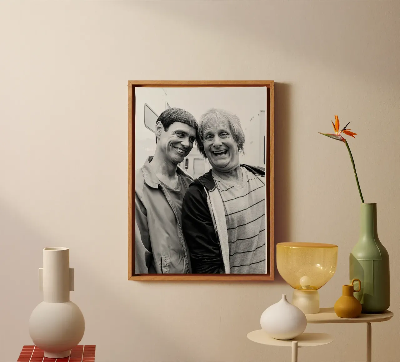 Jim Carrey & Jeff Daniels Vintage canvas with Floater frame by Beth Pop Culture