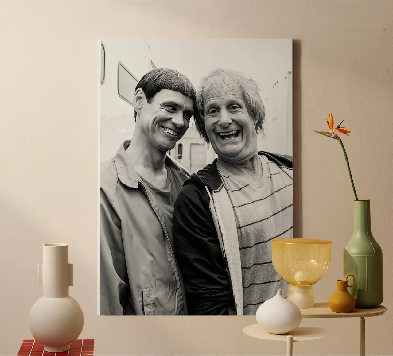 Jim Carrey & Jeff Daniels Vintage canvas with Floater frame by Beth Pop Culture