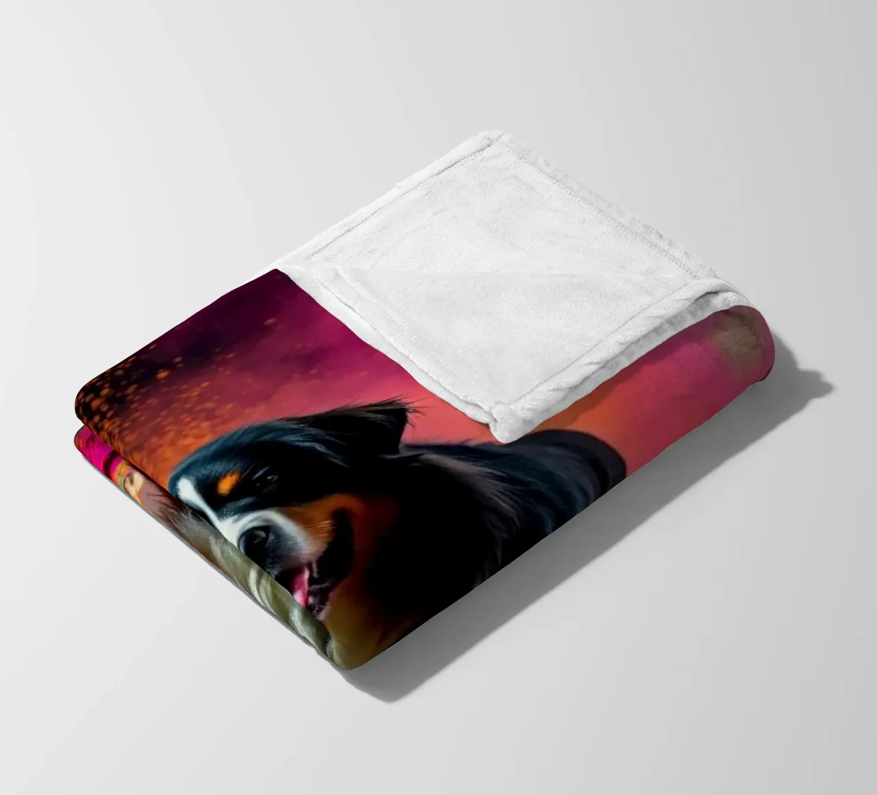 The colorful Bernese Mountain Dog #151 fleece blanket by Yumis.Beargang.and.Me