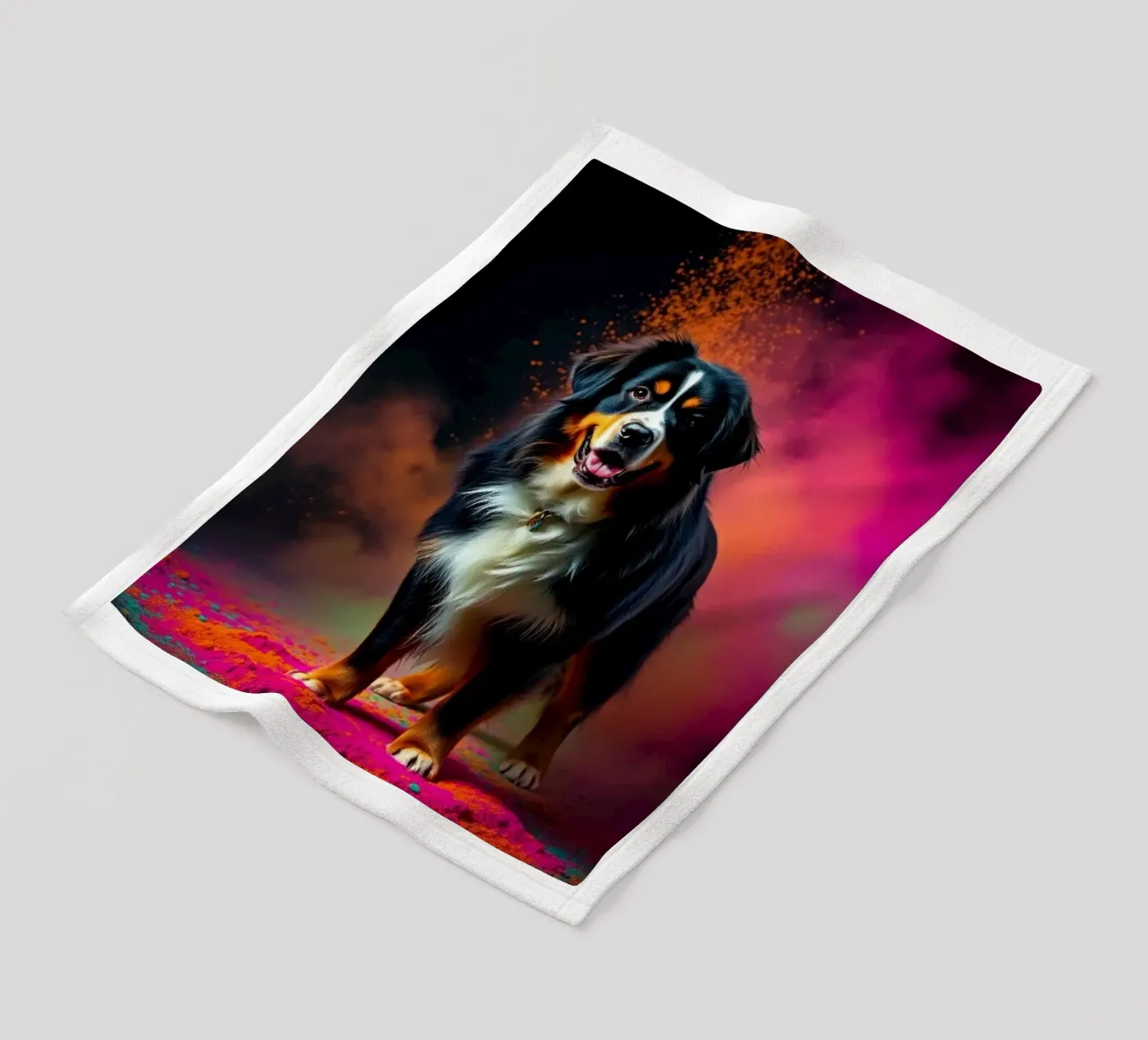 The colorful Bernese Mountain Dog #151 fleece blanket by Yumis.Beargang.and.Me