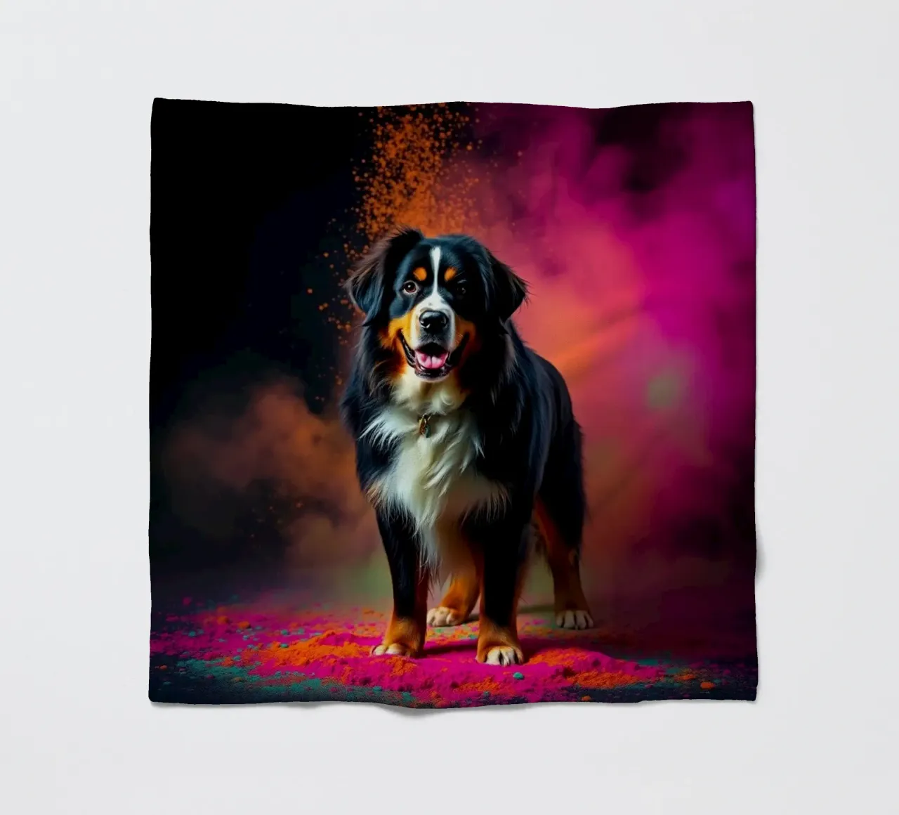 The colorful Bernese Mountain Dog #151 fleece blanket by Yumis.Beargang.and.Me