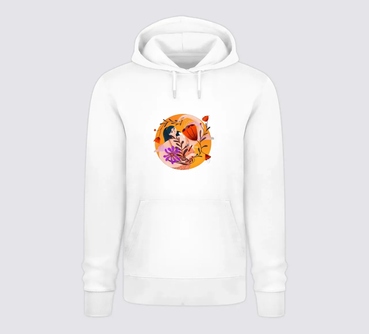 Donna allegra con fiori davanti al sole felpa con cappuccio da Bold & Beautiful